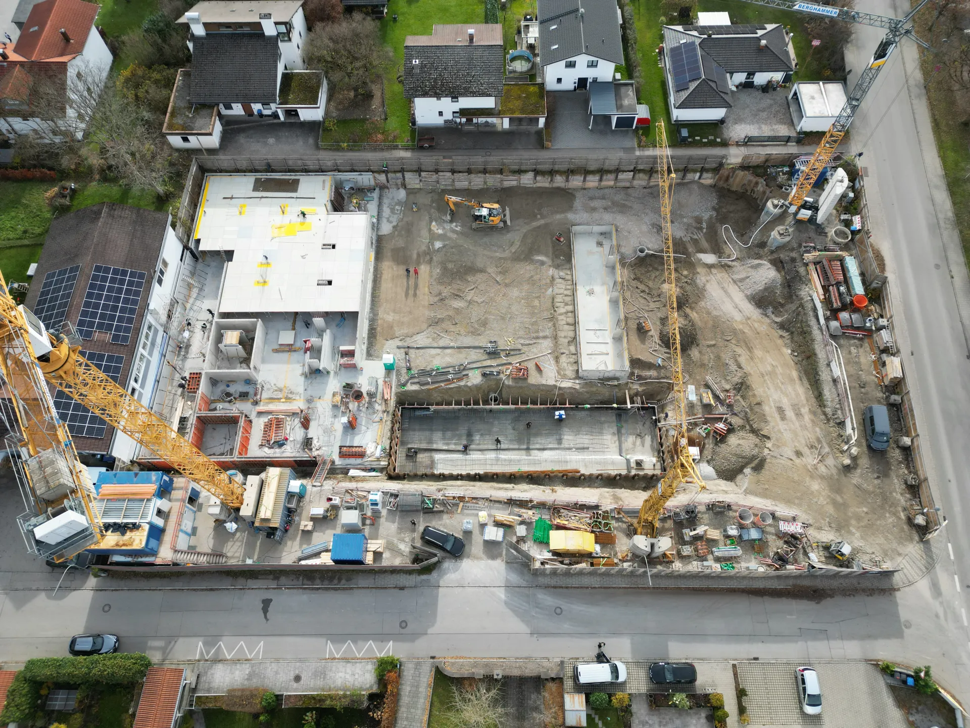 Luftaufnahme der Baustelle Ellmosener Stra&szlig;e, Dezember 2025