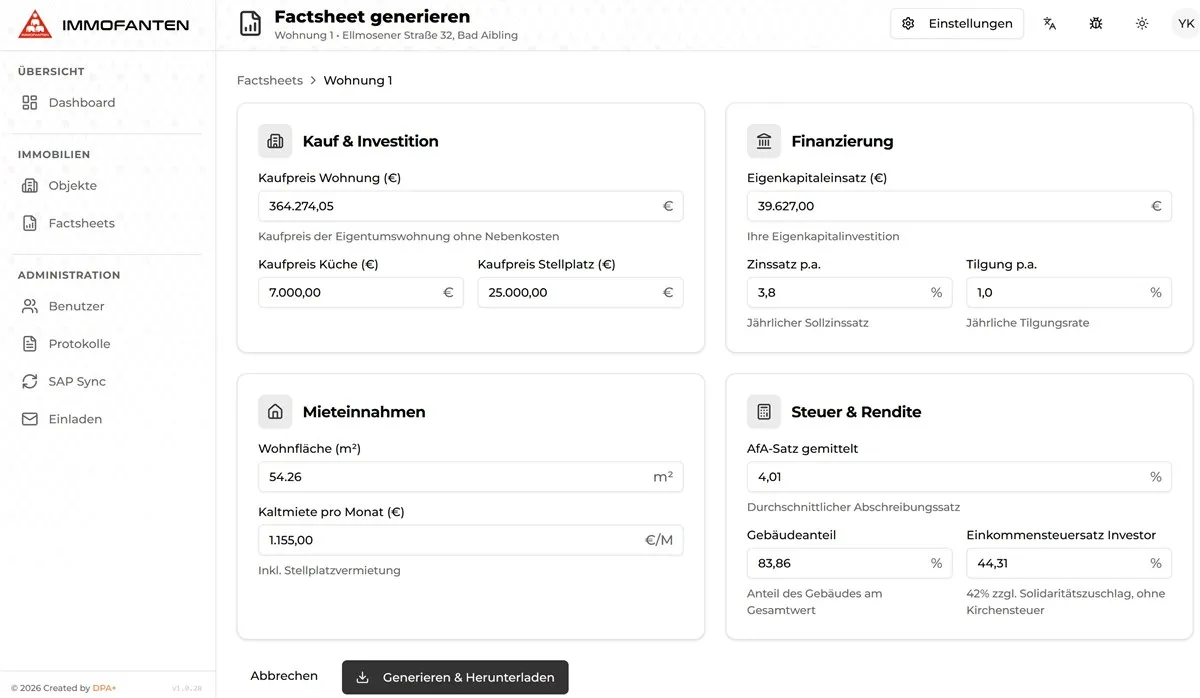 Immofanten Factsheet-Generator